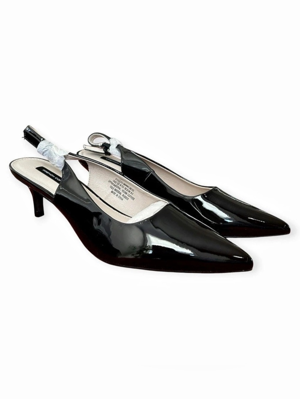 French Connection Quinni Pointed-Toe Slingback Heels in Black US 8 NWT
